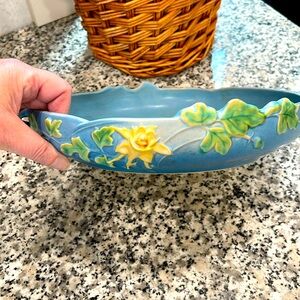 Roseville Columbine Blue10" Oval Bowl #403-10